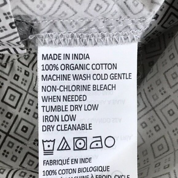 prAna Ulu Button Up Shirt Men's Small Geometric Print Short Sleeve 100% Organic - Picture 10 of 11